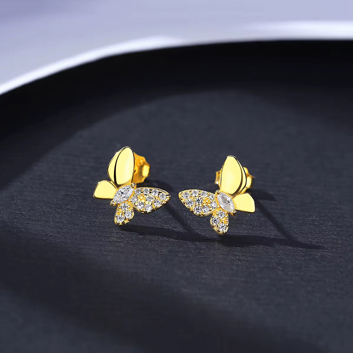 Sterling Silver Gold Butterfly Earrings