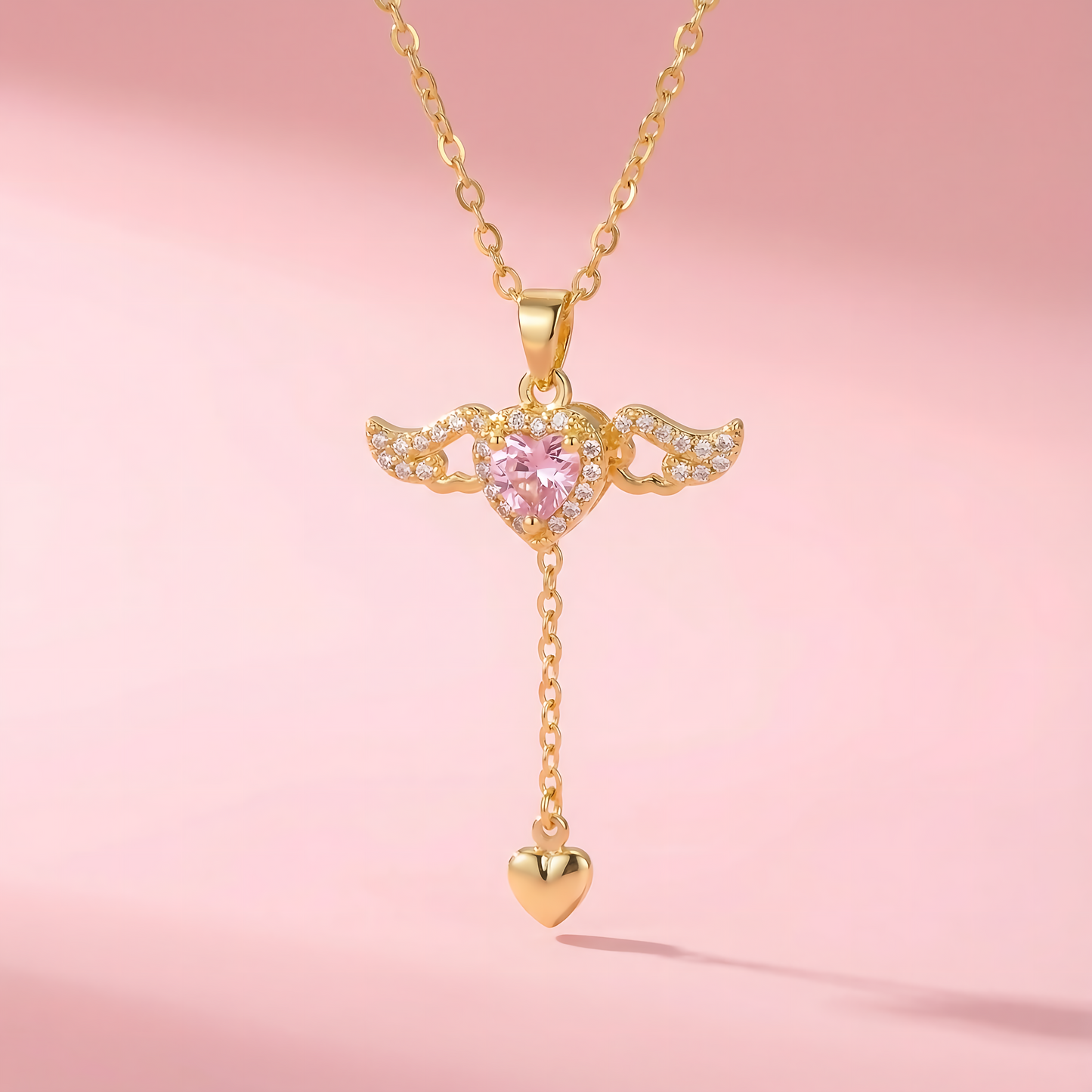 Angel Wing Heart Necklace – Stainless Steel