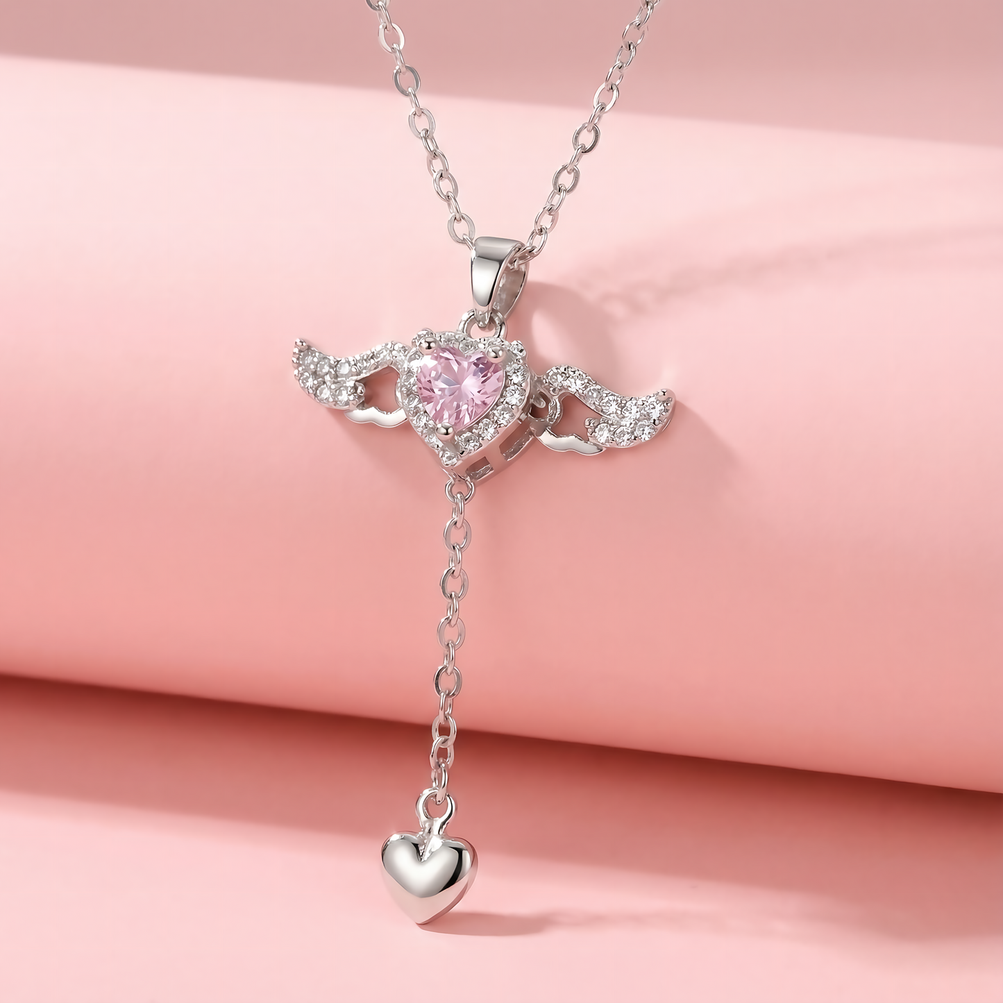 Angel Wing Heart Necklace – Romantic Stainless Steel Jewelry