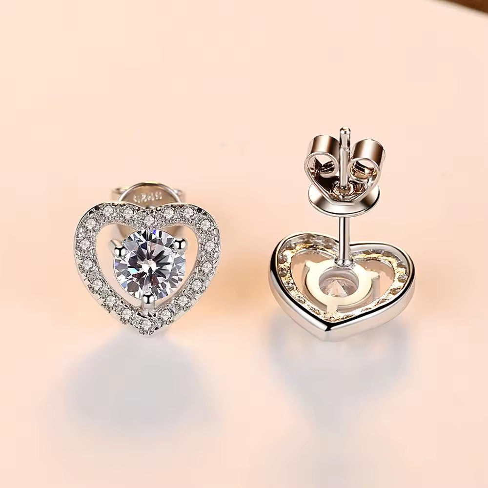 Heart Earrings with Cubic Zirconia – Romantic & Sparkling