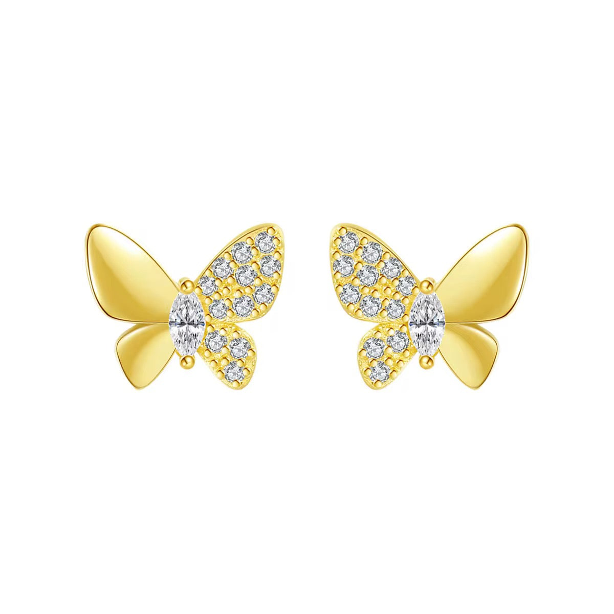 Sterling Silver Gold Butterfly Earrings
