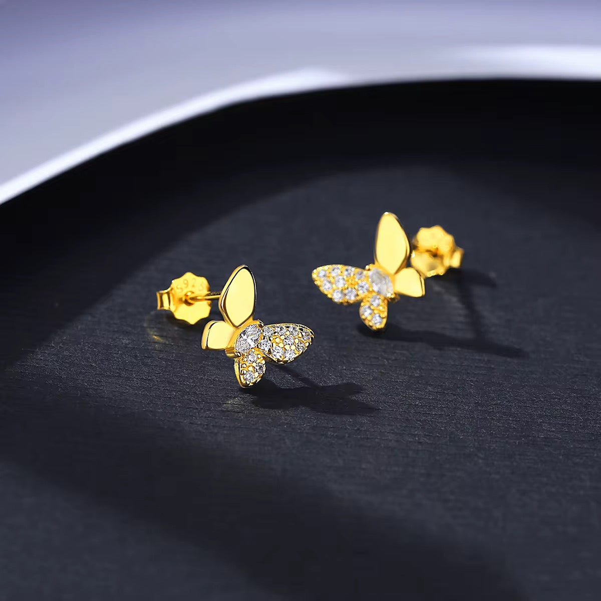 Sterling Silver Gold Butterfly Earrings