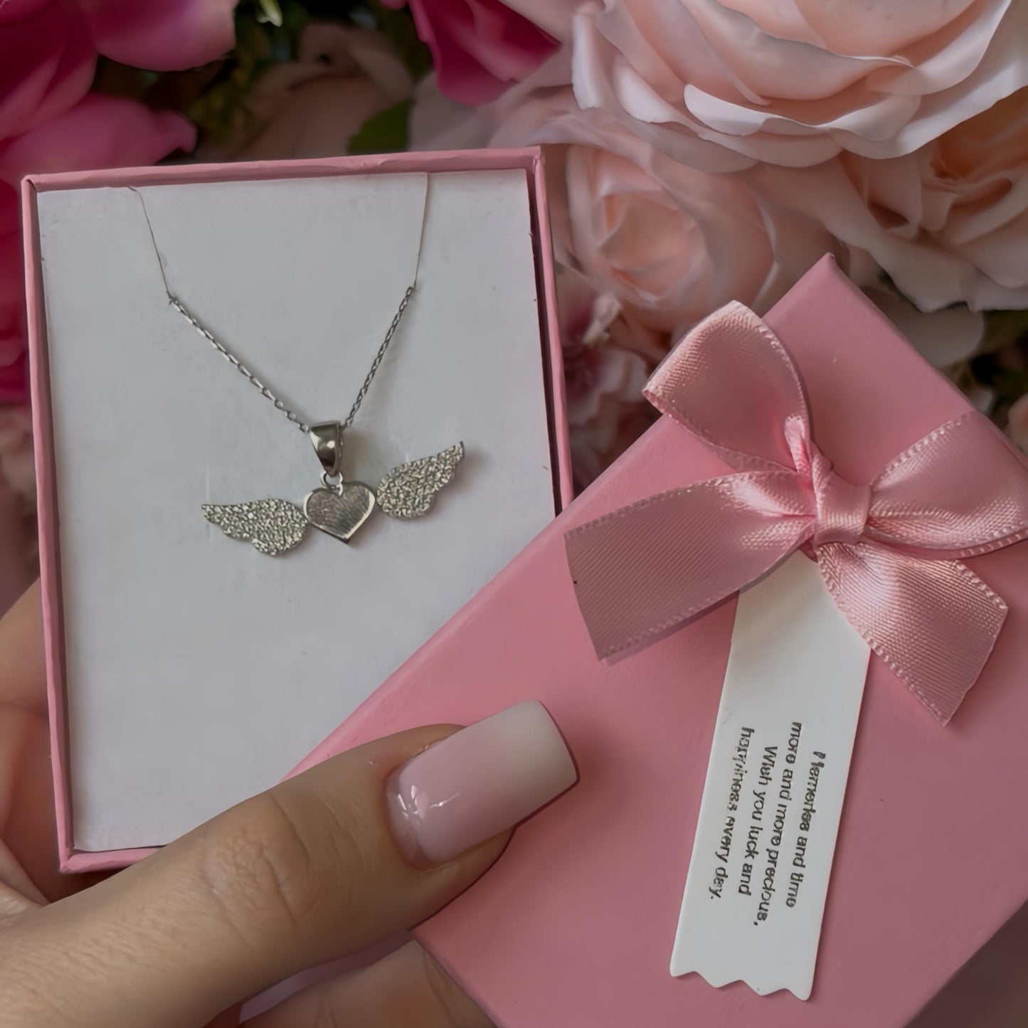 Sterling Silver Angel Heart Necklace