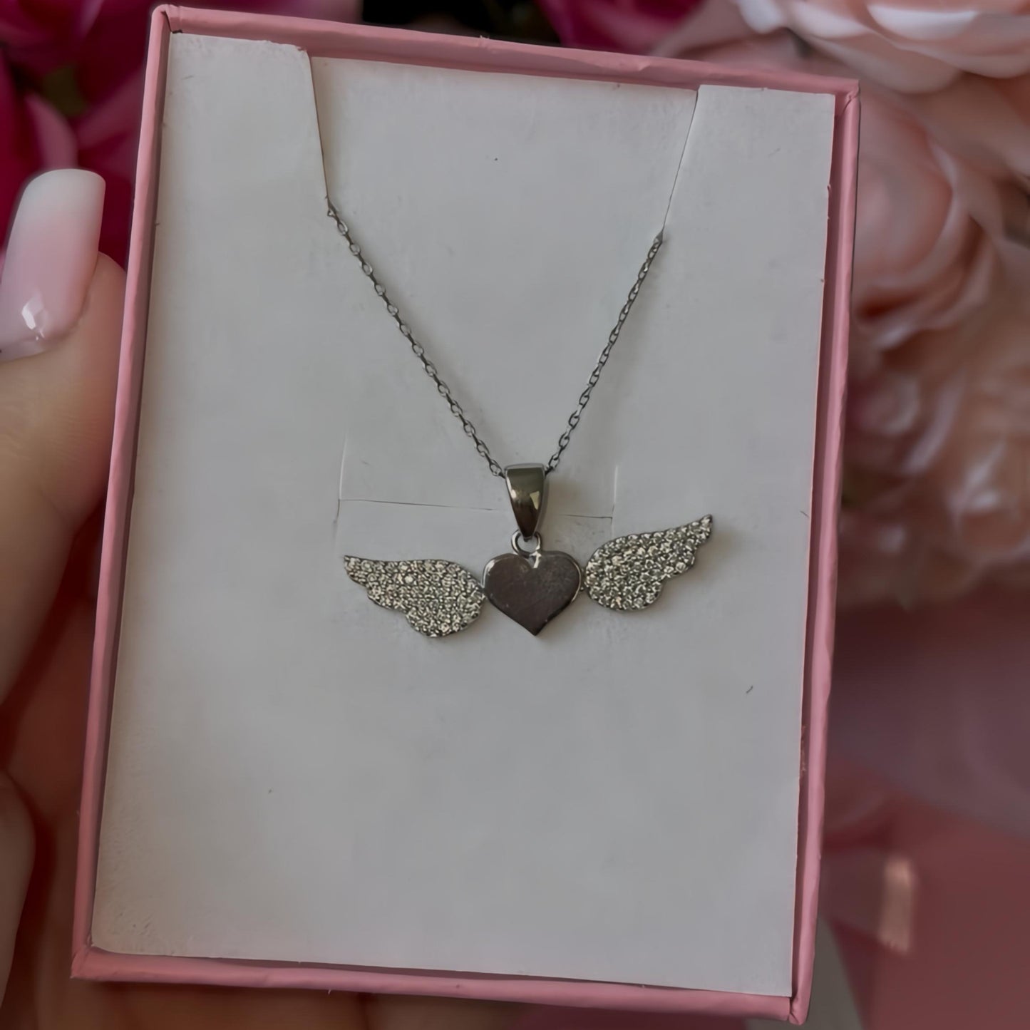 Sterling Silver Angel Heart Necklace