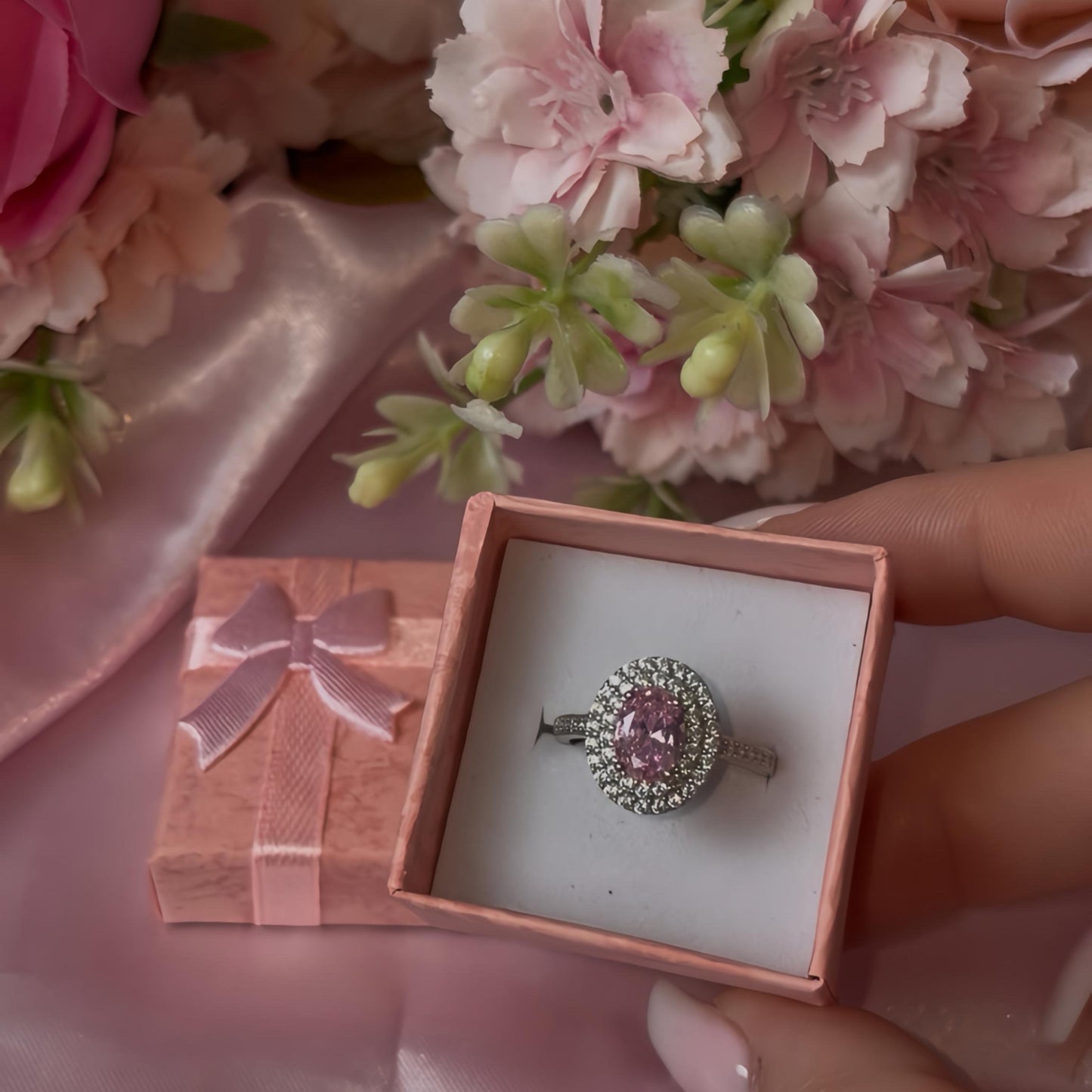 Pink Aura Ring - Sterling Silver