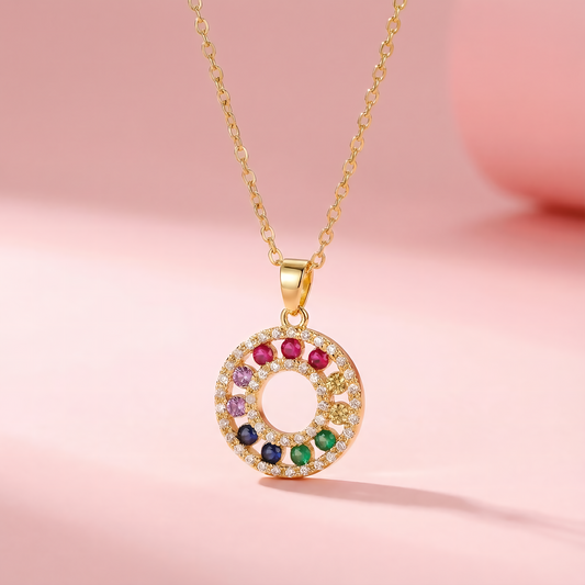 Colorful Stones Necklace - Stainless steel