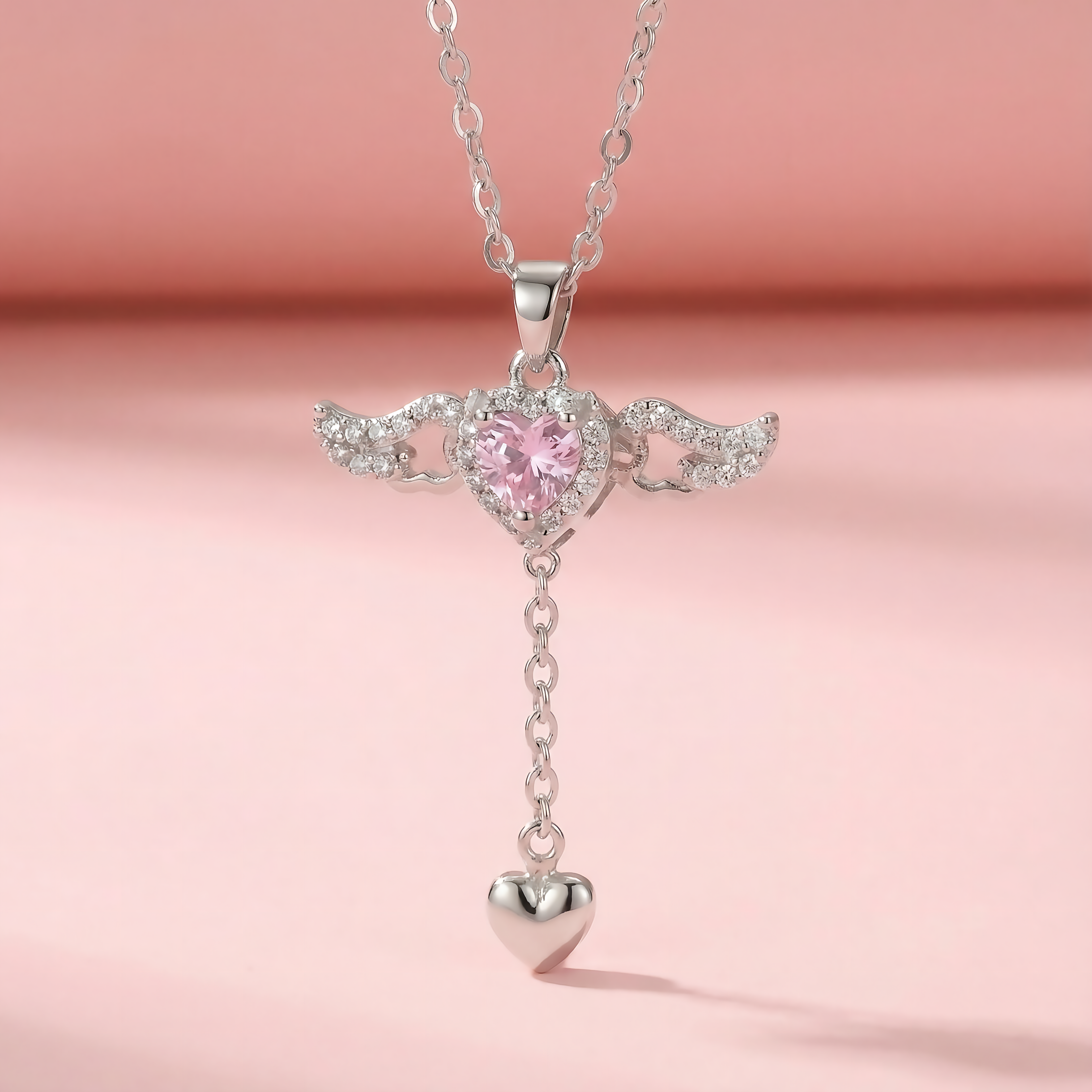 Angel Wing Heart Necklace – Romantic Stainless Steel Jewelry