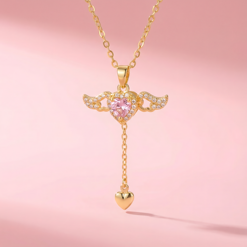 Angel Wing Heart Necklace – Stainless Steel