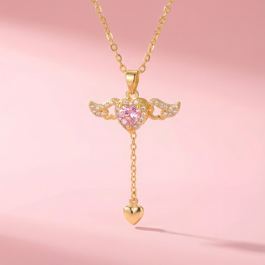 Angel Wing Heart Necklace – Stainless Steel