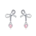 Sterling Silver Bow & Heart Earrings – Feminine & Romantic