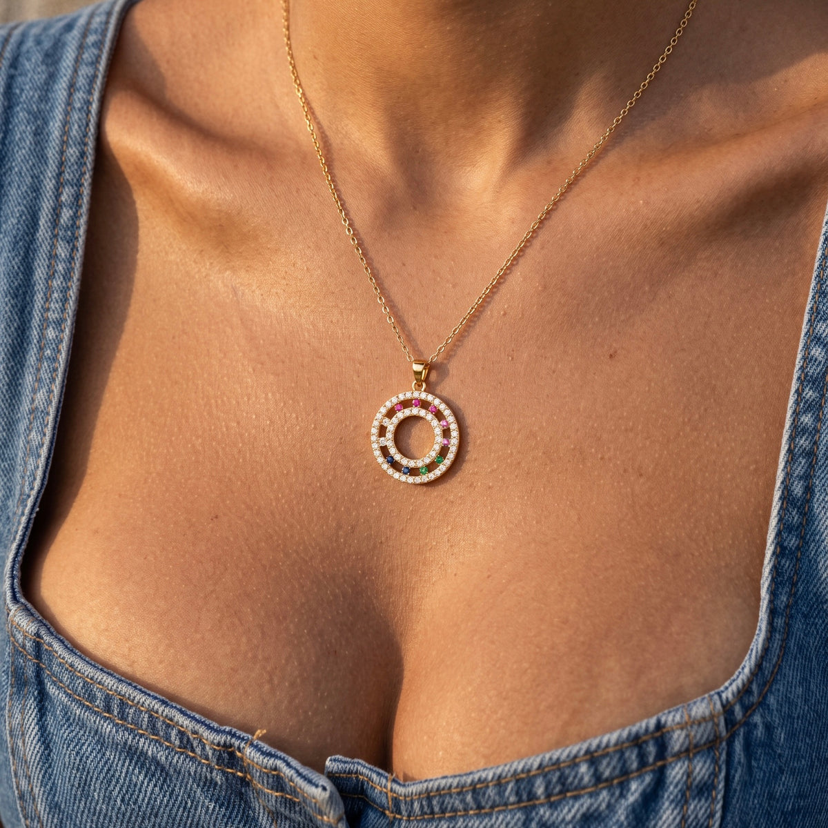 Colorful Stones Necklace - Stainless steel