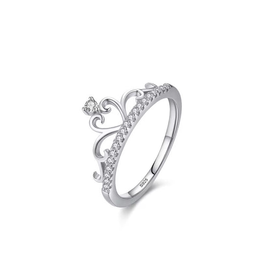 Sterling Silver Princess Crown Ring – Elegant & Royal Design