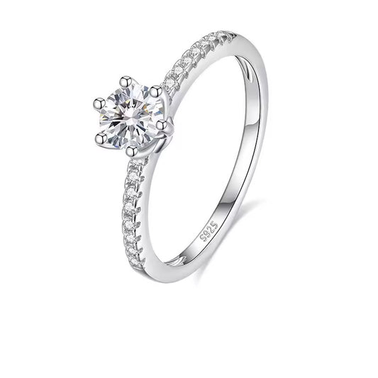 Sterling Silver Solitaire Ring with Cubic Zirconia