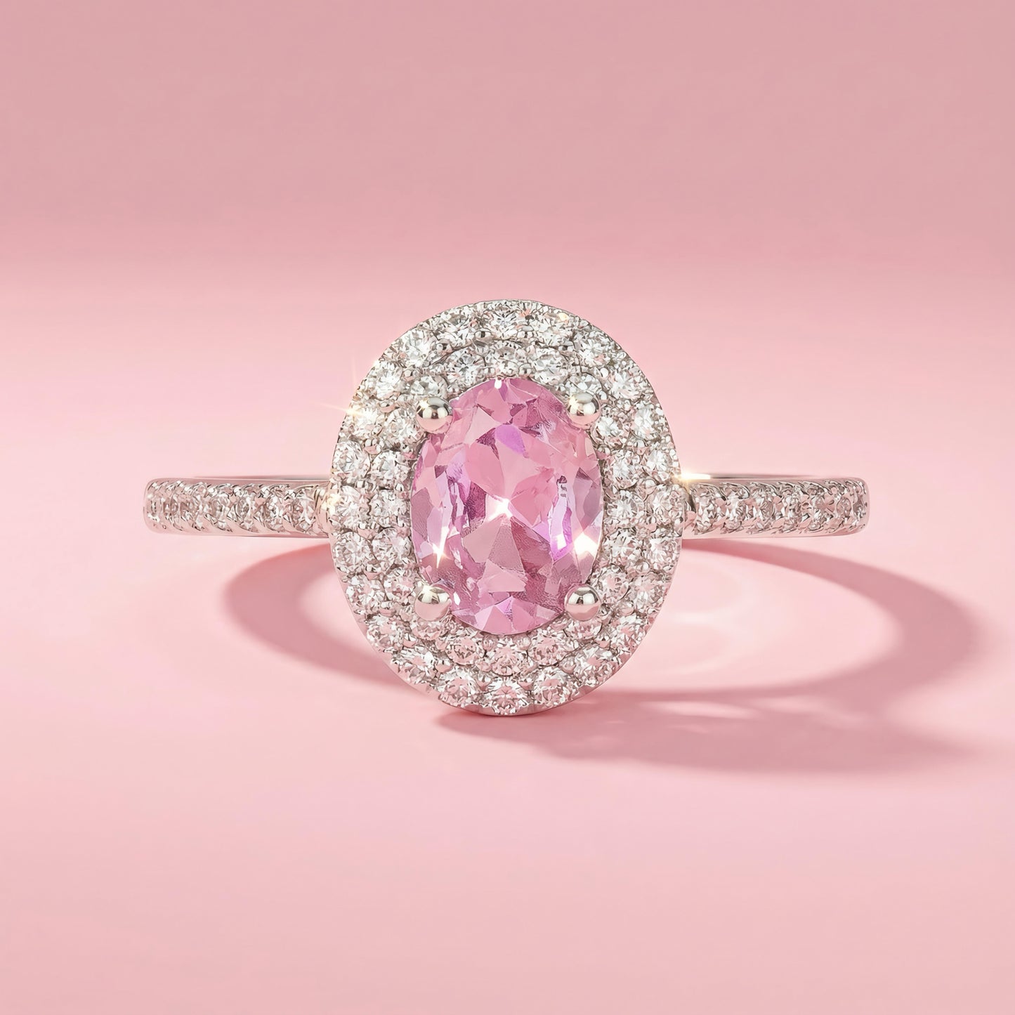 Pink Sterling Silver Aura Ring