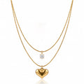 Double Chain Heart Necklace- Stainless steel