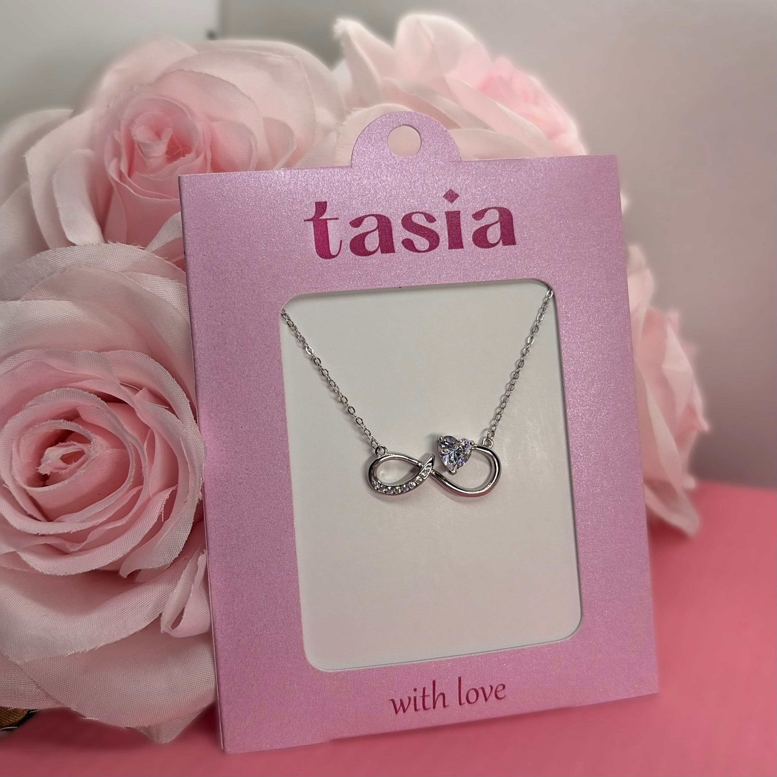 Infinity Sterling Silver Necklace with Heart Stone – Symbol of Eternal Love