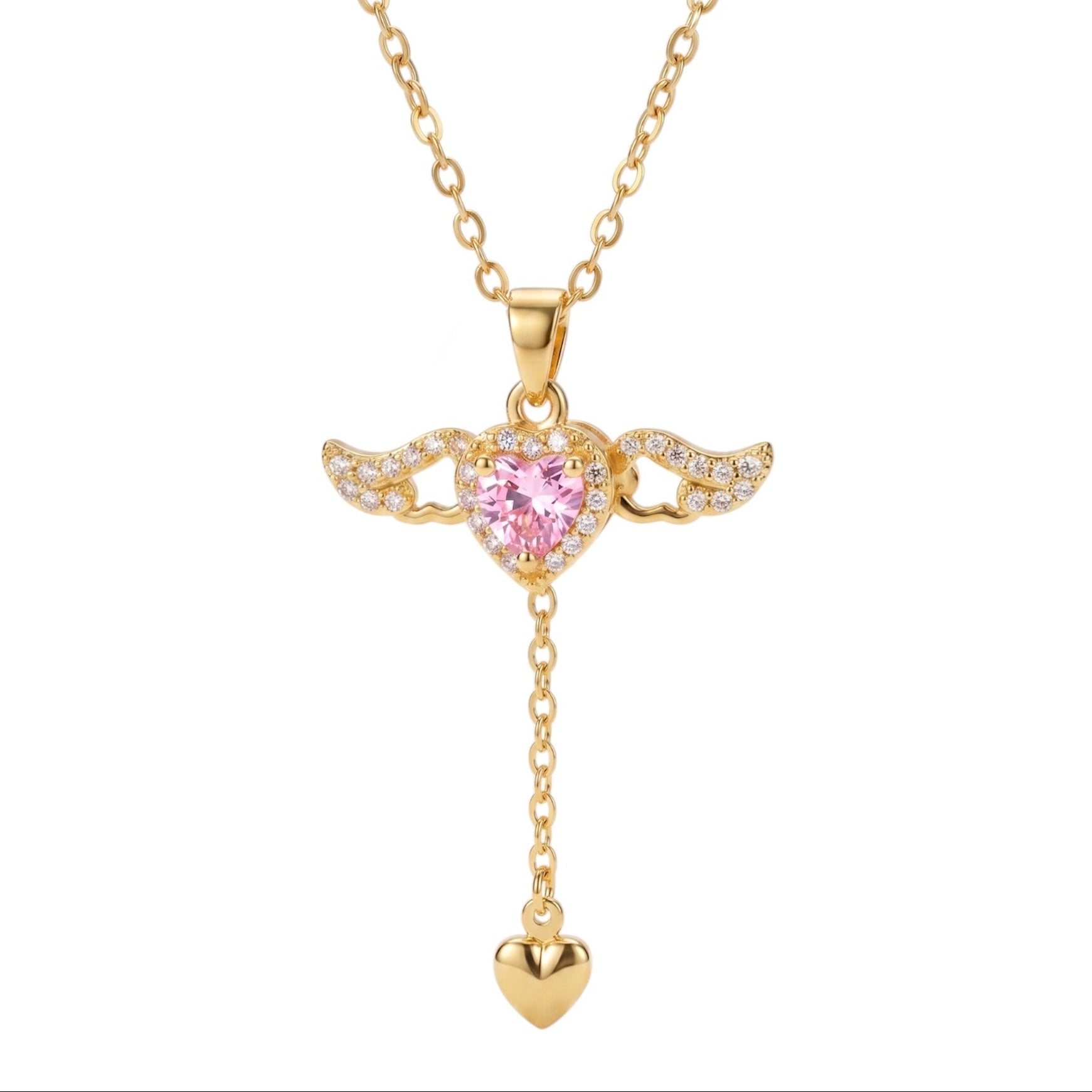 Angel Wing Heart Necklace – Stainless Steel