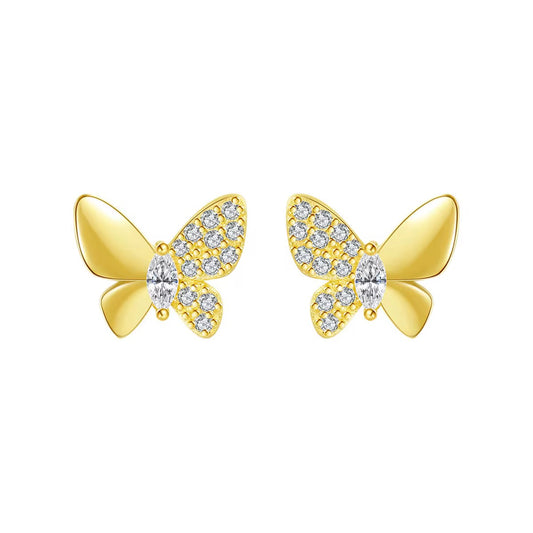 Sterling Silver Gold Butterfly Earrings