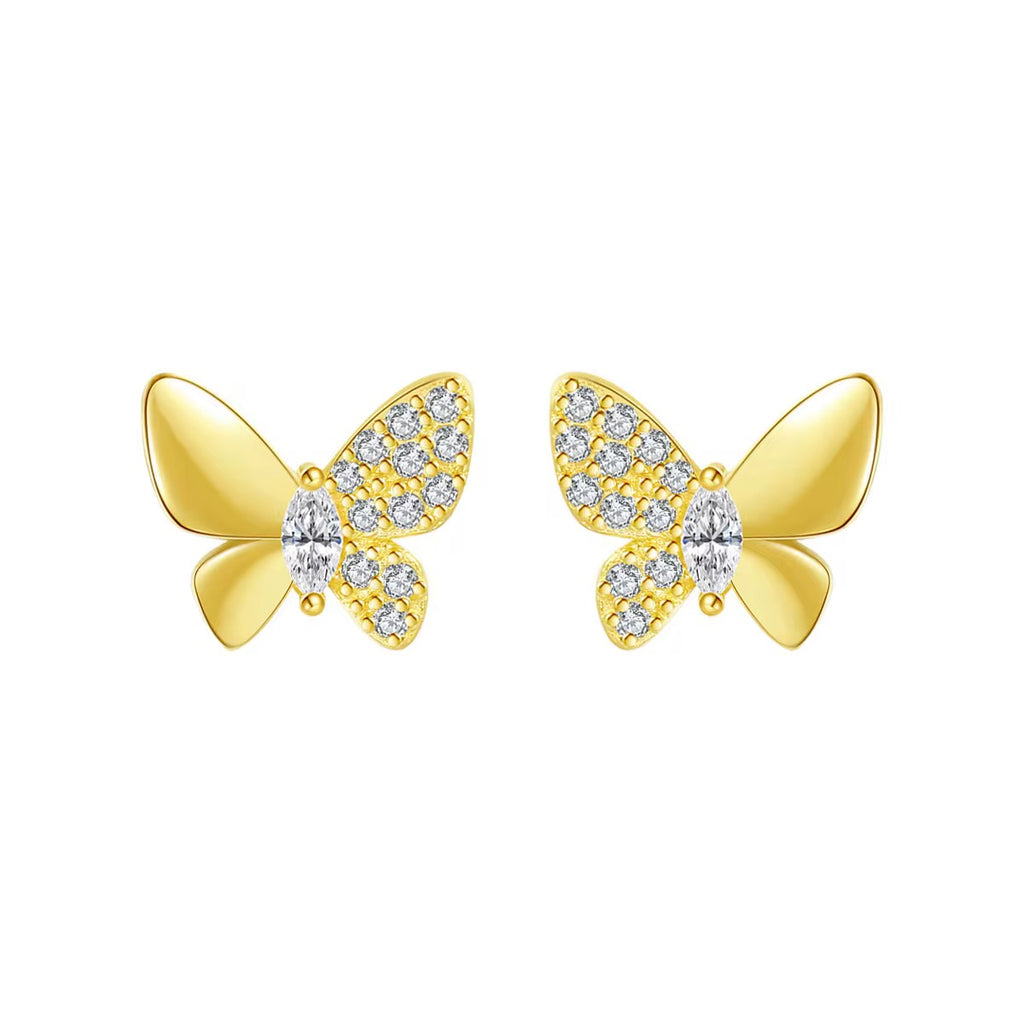 Sterling Silver Gold Butterfly Earrings