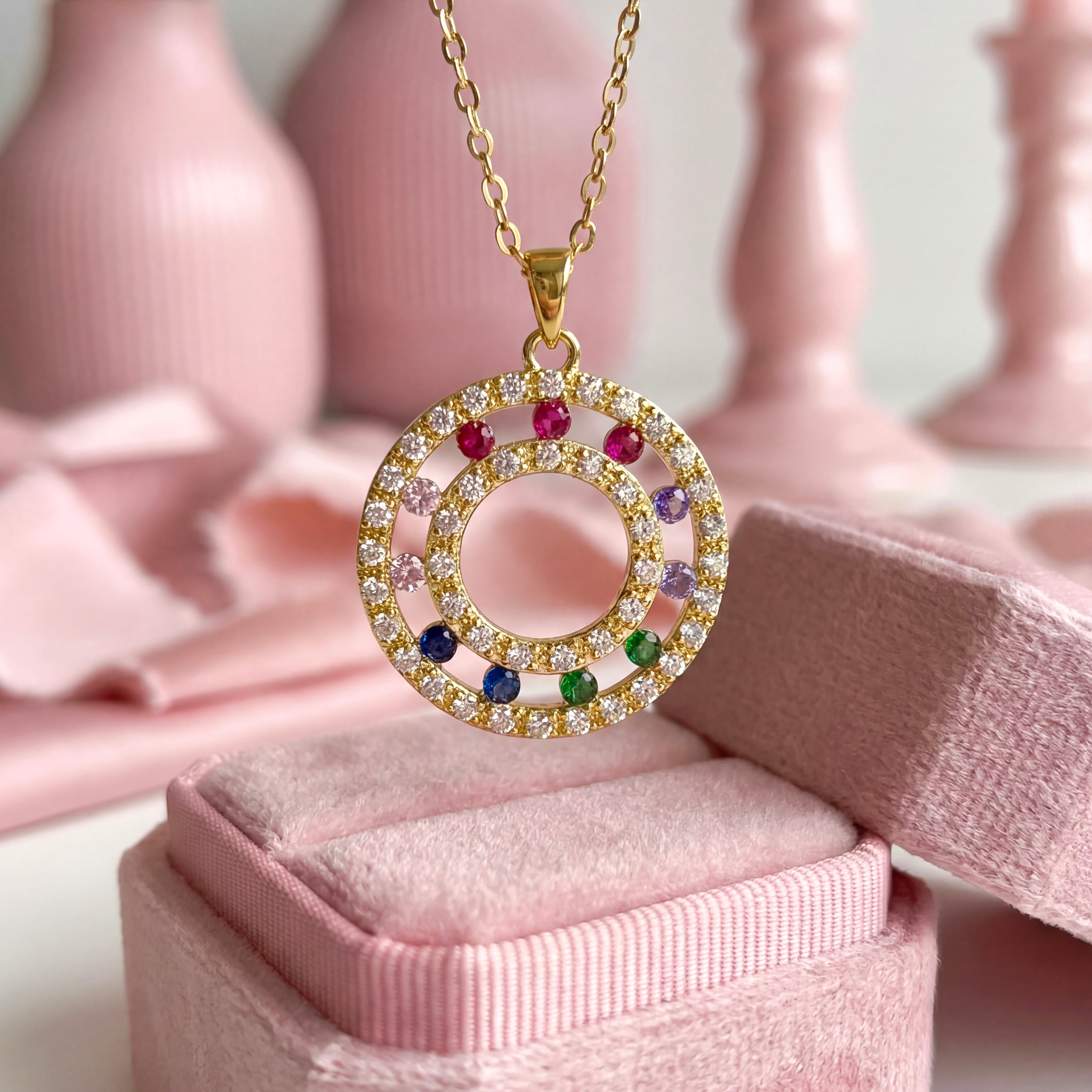 Colorful Stones Necklace - Stainless steel
