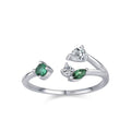 Adjustable Sterling Silver Ring with Green & White Stones