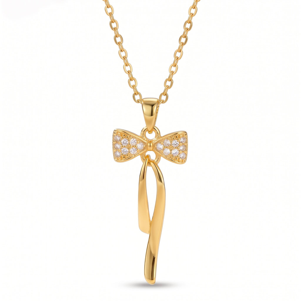Cute Bow Necklace - Stainless Steel