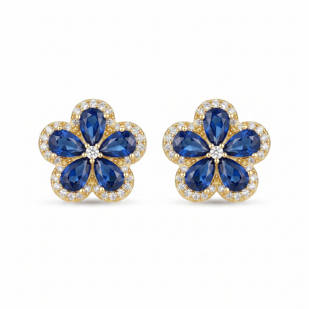 Blue Flower Stud Earrings – Stainless steel