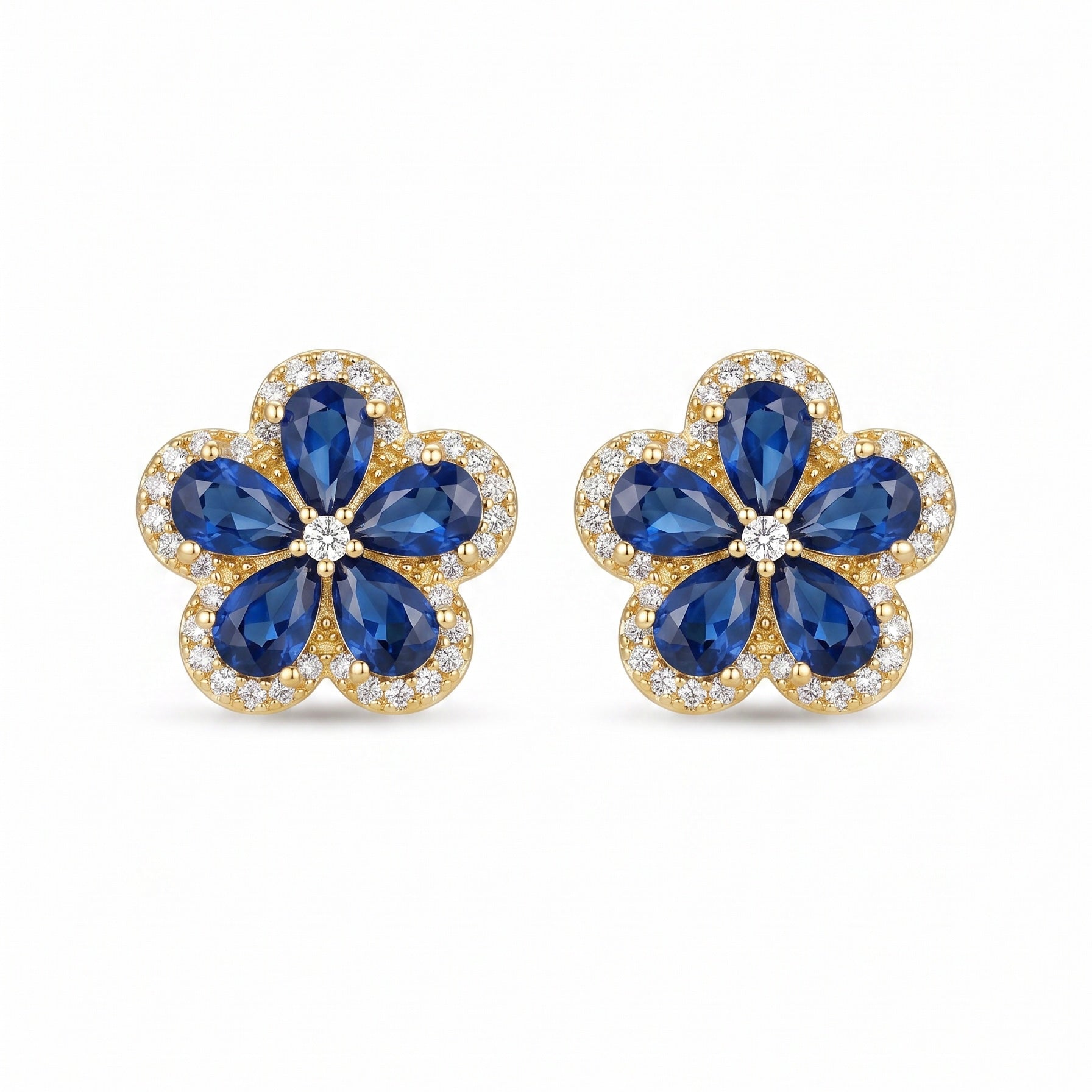 Blue Flower Stud Earrings – Stainless steel