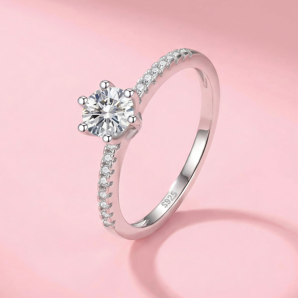 Sterling Silver Solitaire Ring with Cubic Zirconia