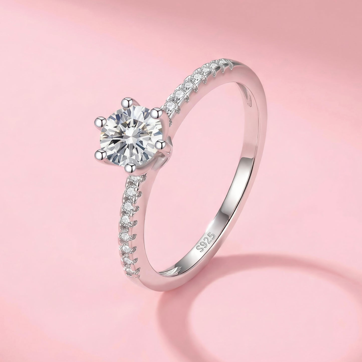 Sterling Silver Solitaire Ring with Cubic Zirconia