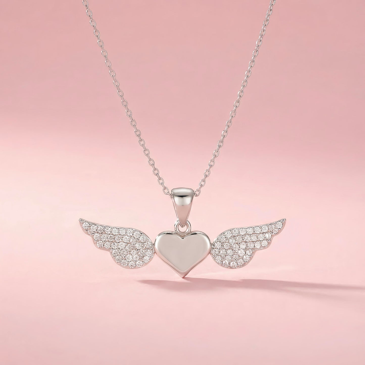 Sterling Silver Angel Heart Necklace
