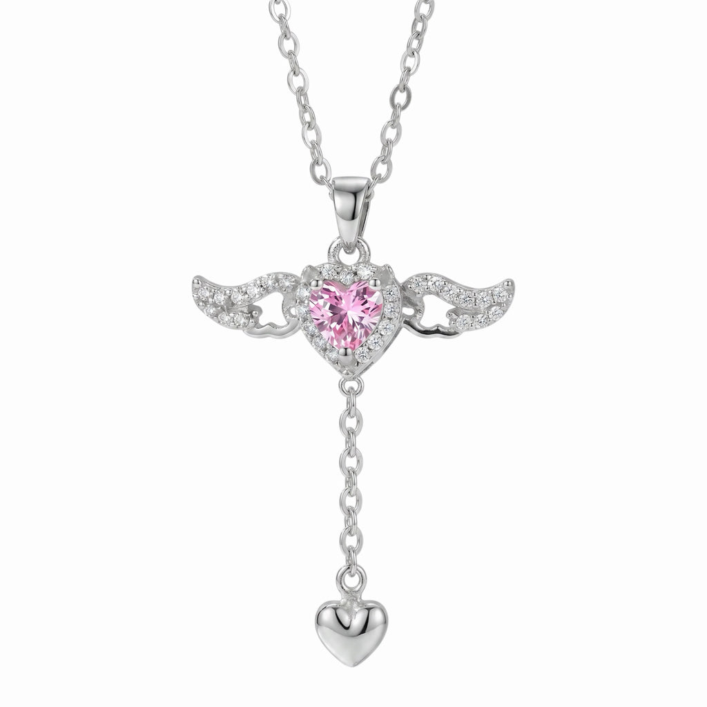 Angel Wing Heart Necklace – Romantic Stainless Steel Jewelry