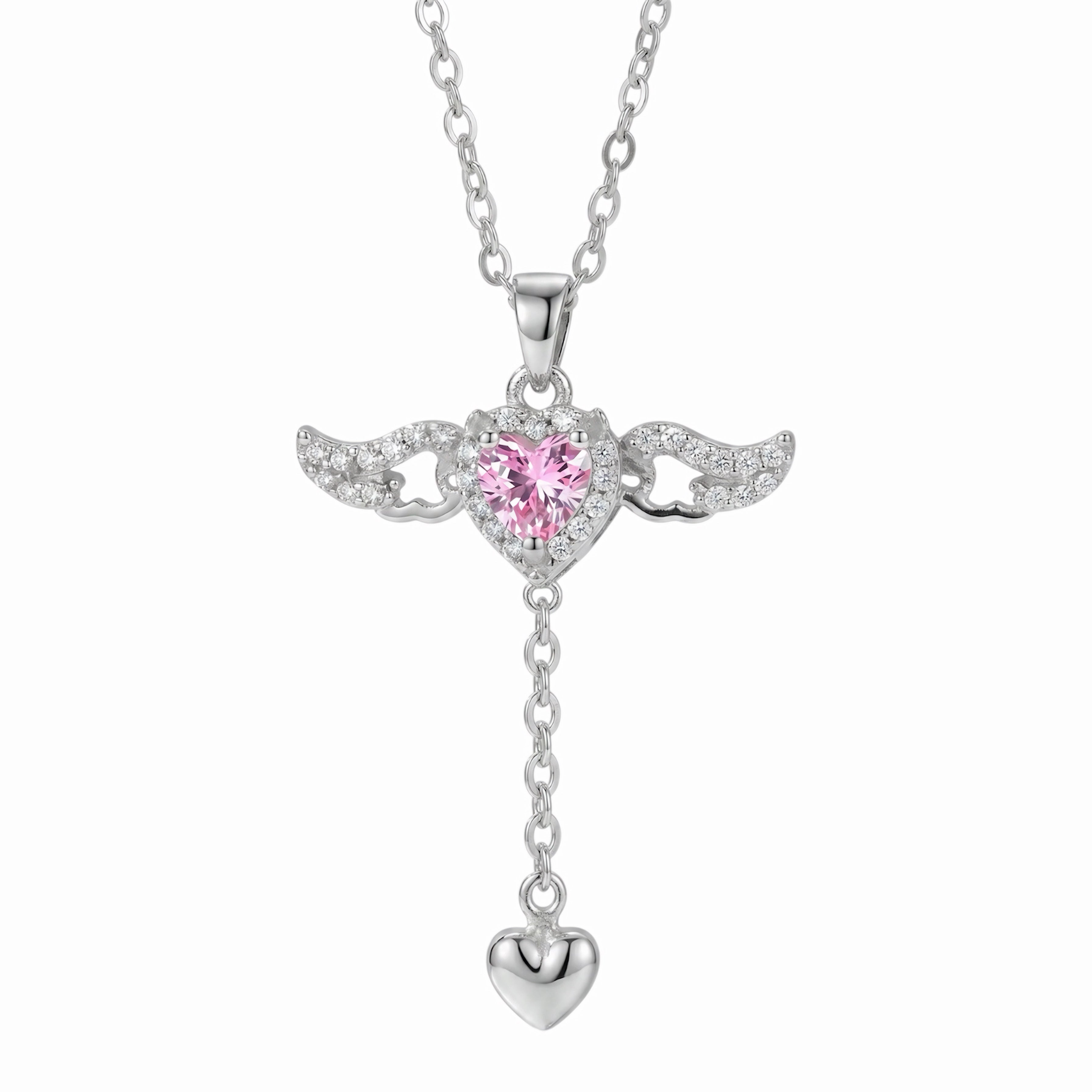 Angel Wing Heart Necklace – Romantic Stainless Steel Jewelry