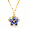 Blue Flower Stainless Steel Necklace