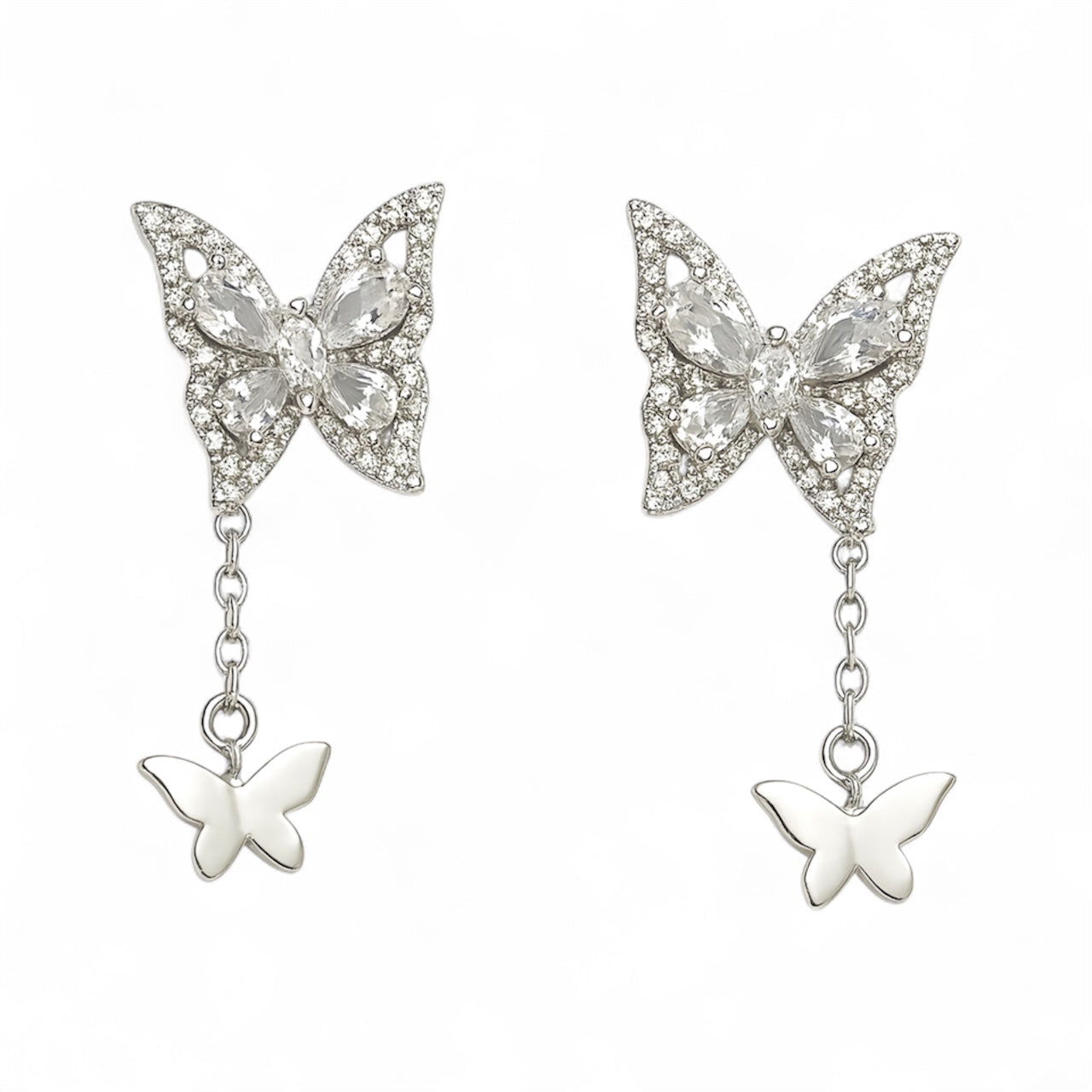 Sterling Silver Butterfly Glam Earrings