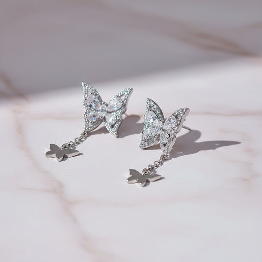 Sterling Silver Butterfly Glam Earrings