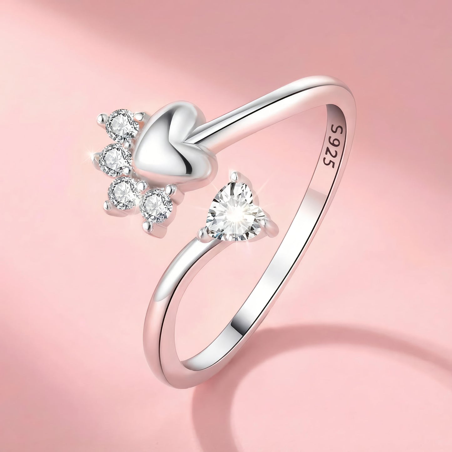 Adjustable Paw Sterling Silver Ring