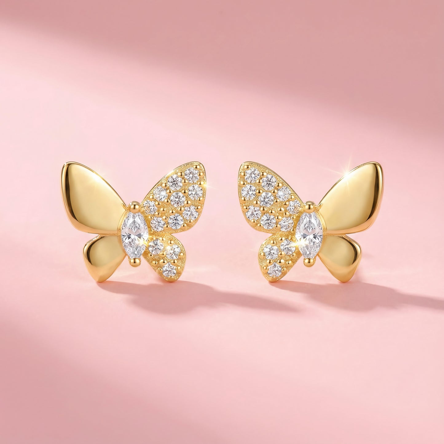 Sterling Silver Gold Butterfly Earrings