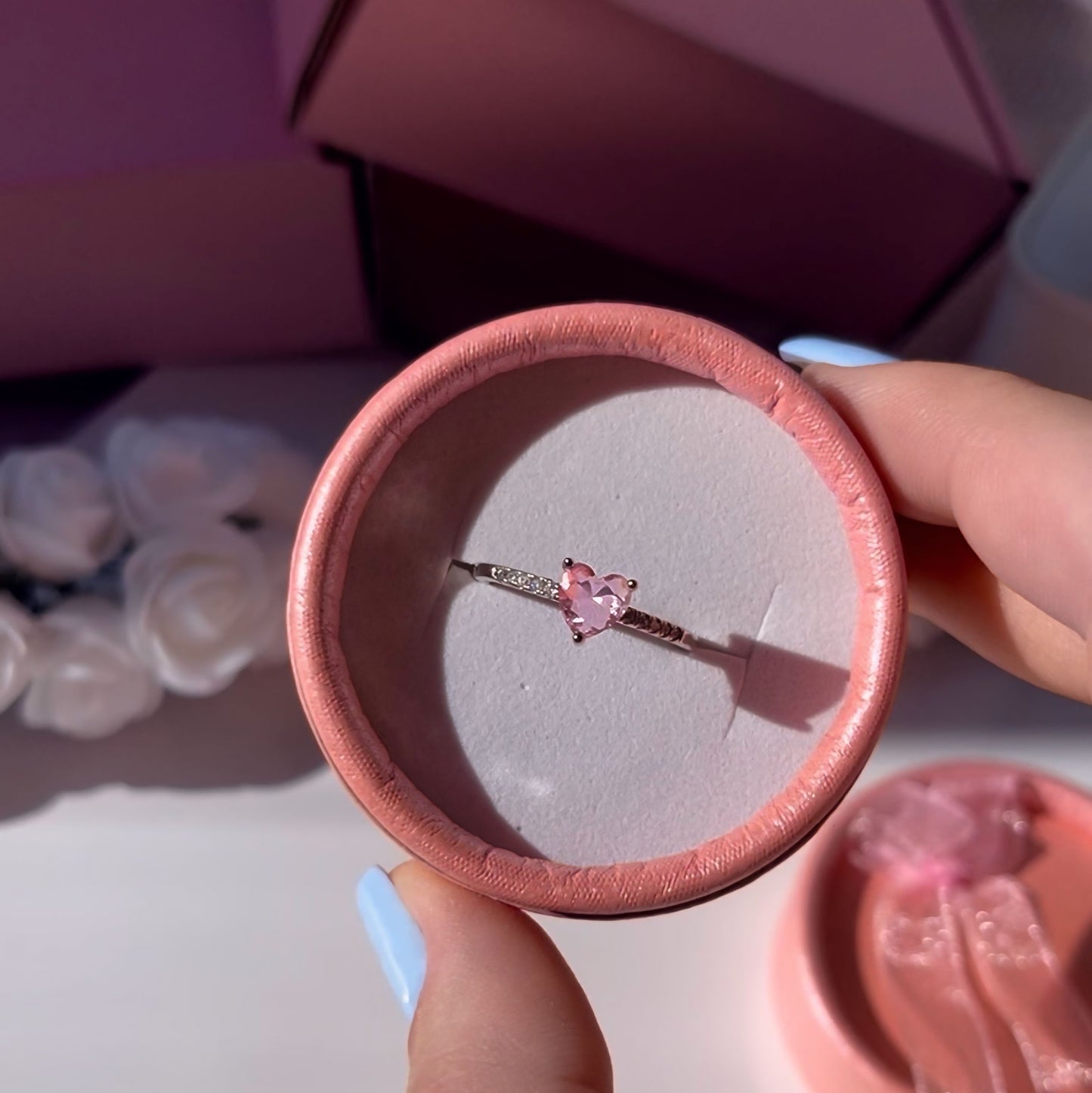 Cute Pink Minimalistic Heart Ring