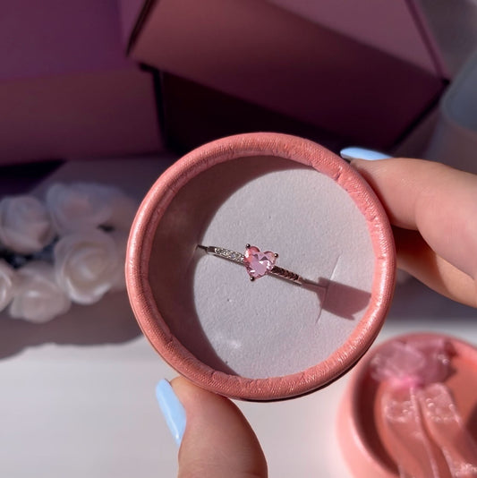 Cute Pink Minimalistic Heart Ring