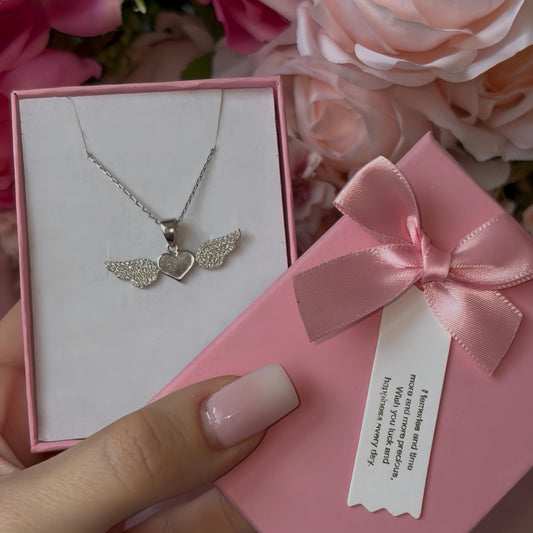 Sterling Silver Angel Heart Necklace