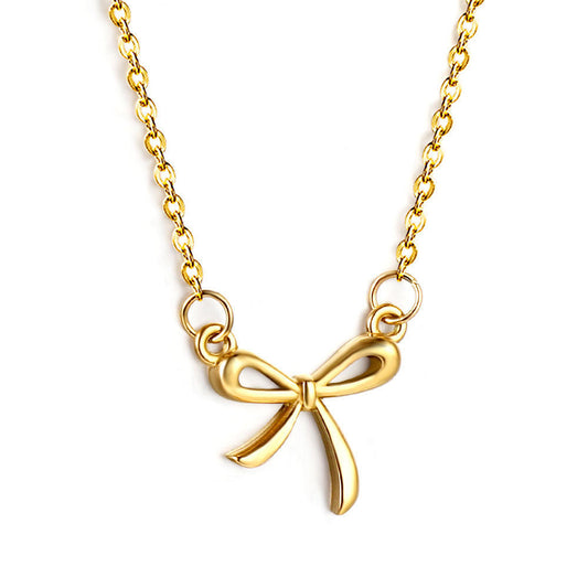 Cute Bow Necklace Stainless Steel