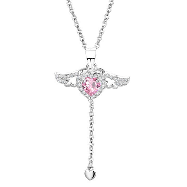 Angel Heart Wings Necklace - Stainless Steel