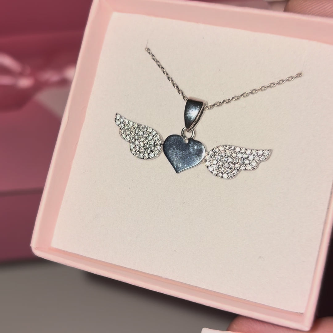 Sterling Silver Angel Heart Necklace